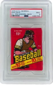 1978 O Pee Chee Baseball Wax Pack "A.L. ERA Leaders-Back" PSA 9