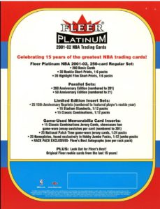 2001-02 Fleer Platinum Basketball Hobby Box