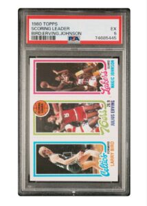 1980 Topps L Bird/J Erving/M Johnson (PSA 5) Cert# 74685445