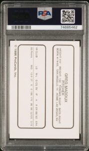 1986 ProCards Greg Maddux (PSA 9) PSA Cert# 74685462